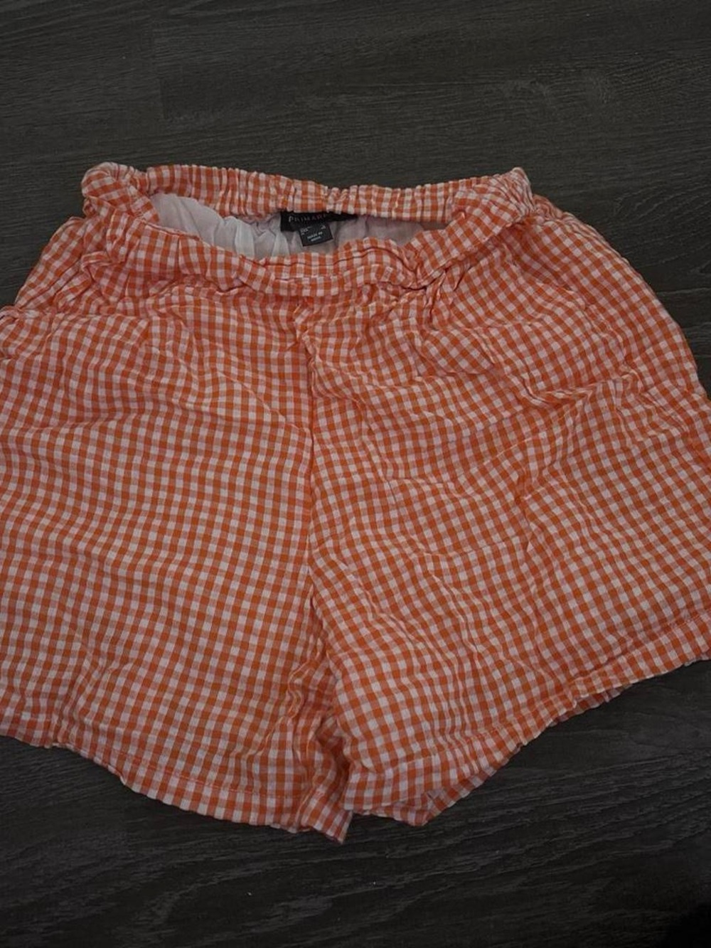 Primark Orange and White Gingham High Waist Shorts